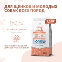 Monge Speciality Line Monoprotein Puppy&Junior Лосось и рис Сухой корм для щенков всех пород Вес 2,5 кг